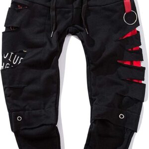 pantalón negro con rojo