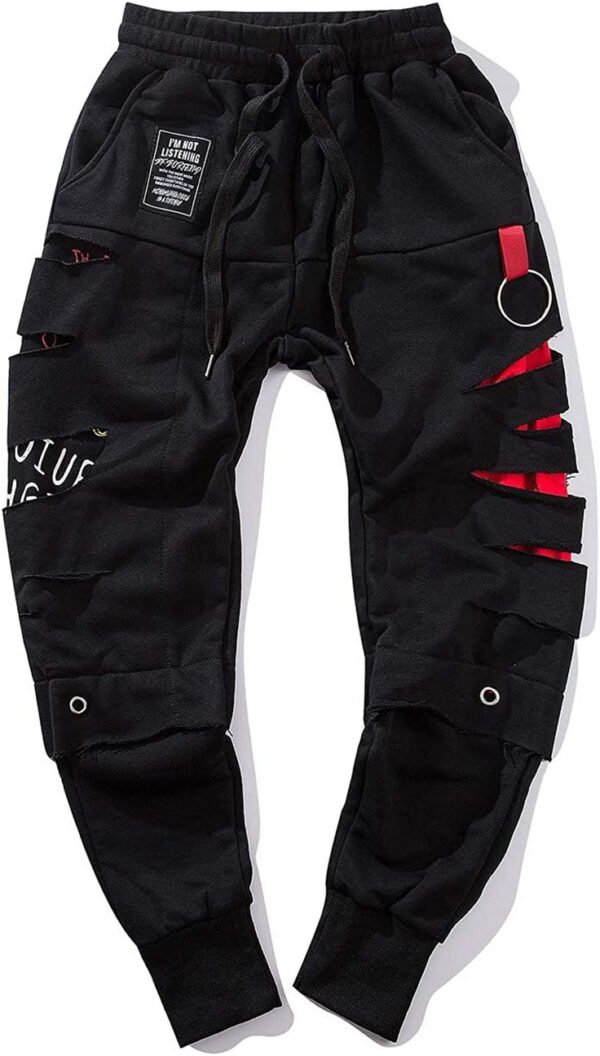 pantalón negro con rojo